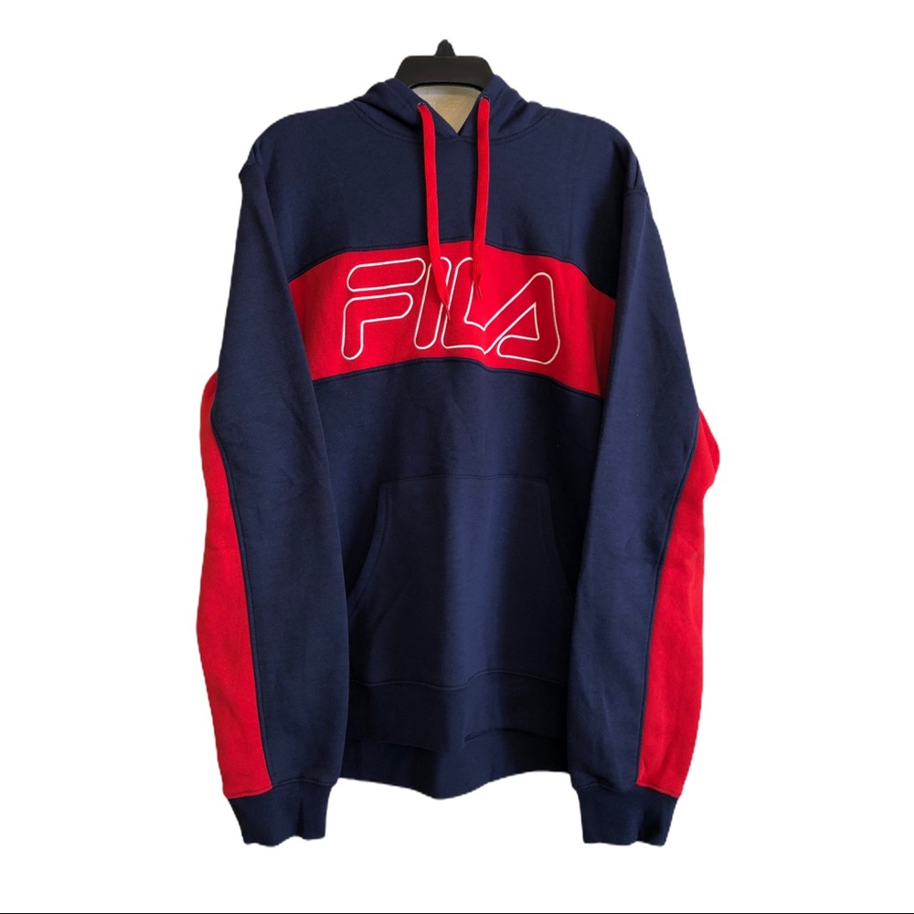 FILA Training Blue/Red Color Block Logo Hoodie